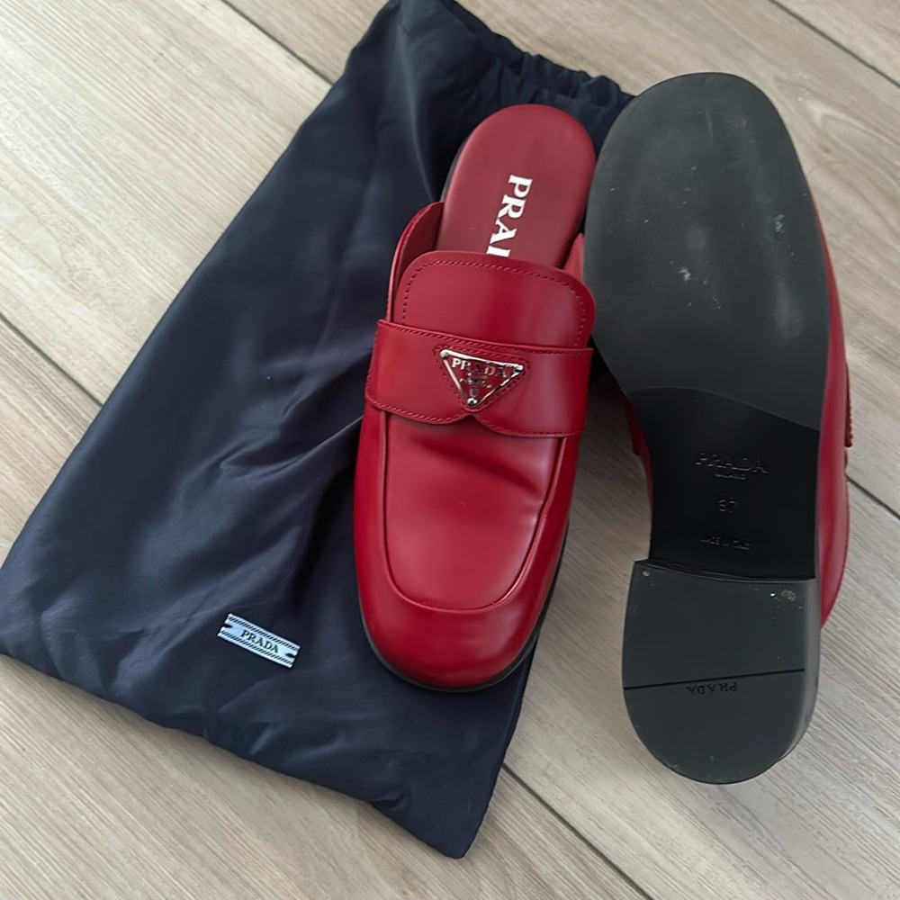 Prada red loafers